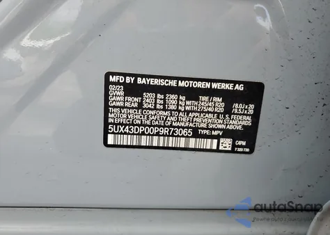 2023 BMW X3 Sdrive30I from USA, damaged, VIN 5UX43DP00P9R73065